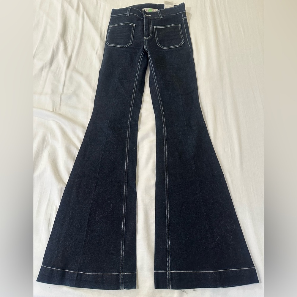 Stella McCartney, blue 70s flare organic jeans , size 27